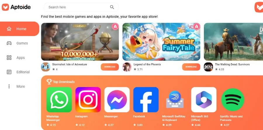 Aptoide يعد من أفضل برامج لتنزيل التطبيقات 